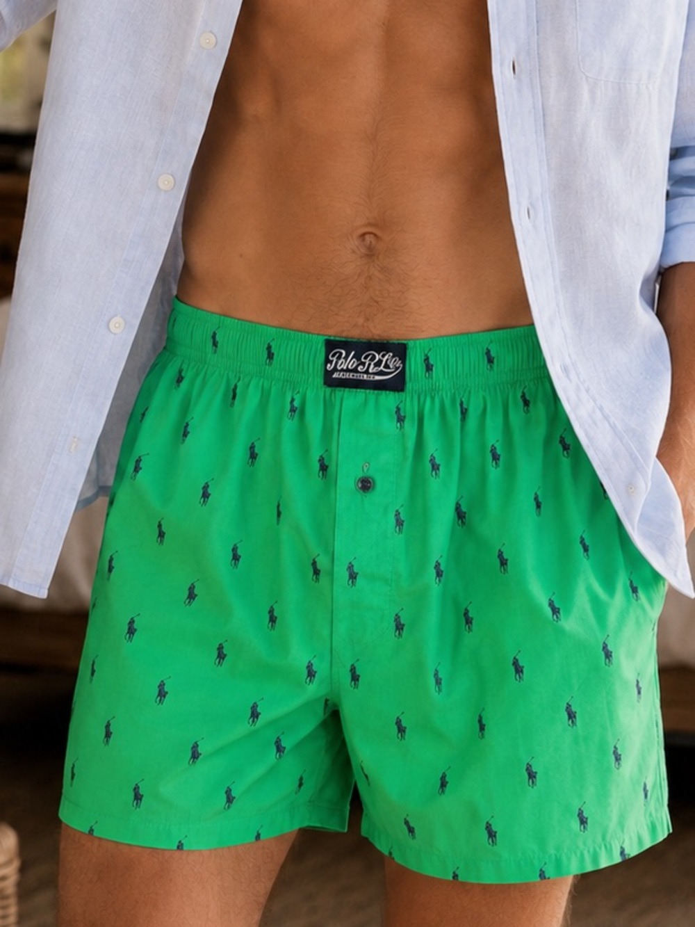 Polo Ralph Lauren Menโs 100% Cotton Classic Fit Boxer Green Pony M NWT